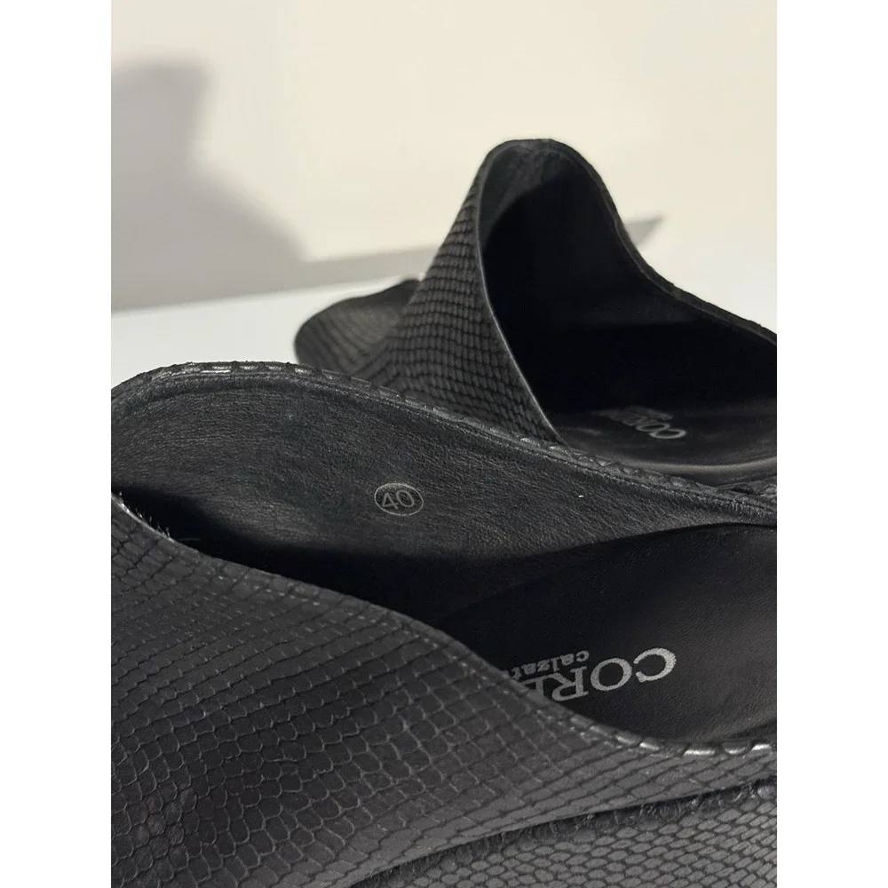 CORDANI Italy Black Faux Reptile Peep Toe Wedge Sz 40 US 9 Event Designer Luxury